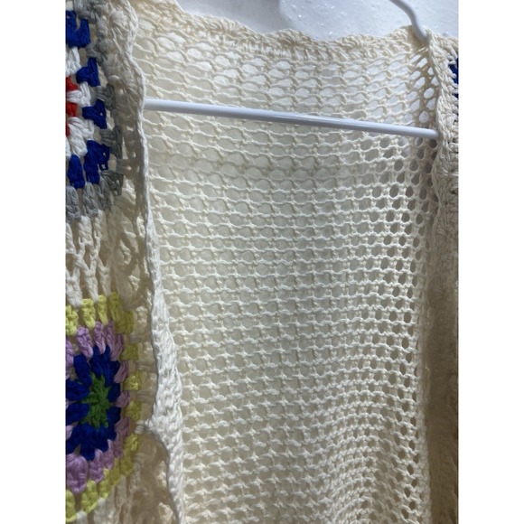 Shein Crochet Granny Square Cardigan Womens Medium Open Multicolor Boho Cottage - Picture 3 of 6